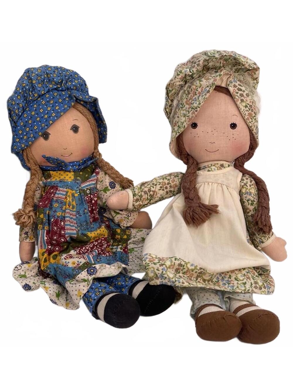 Vintage Knickerbocker Dolls with Floral Dresses - Holly Hobbie/Heather 1970s